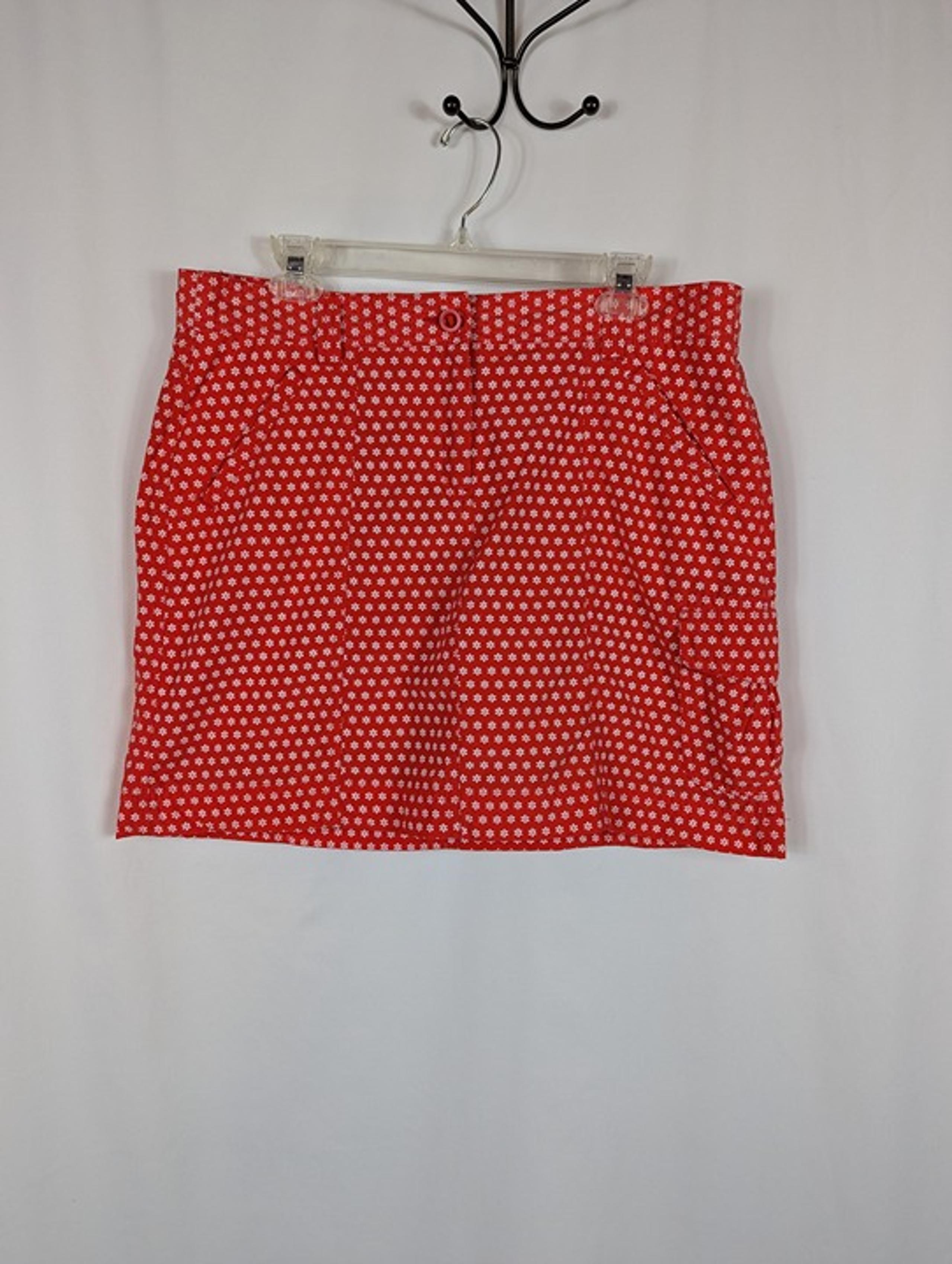 Lands End Golf Tennis Skort Red White Daisy Flower 5 Pocket Skirt Womens Sz 12