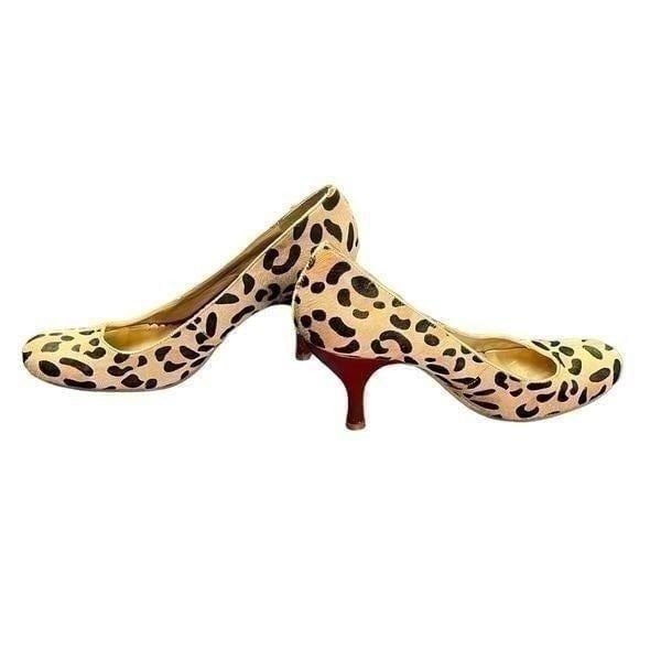 Kenneth Cole Reaction Calf Hair Leopard Print Round Toe Stilettos Size 10M