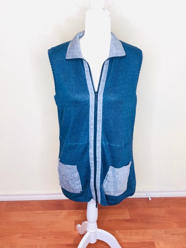 Lafayette 148 Blue Hemp Cardigan