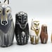 Vintage Lot of 3 Spirit Nesting Dolls Owl Wolf Elephant Painted Rare Animals