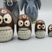 Vintage Lot of 3 Spirit Nesting Dolls Owl Wolf Elephant Painted Rare Animals