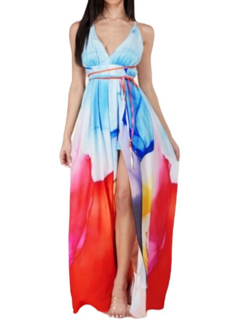 LAtiste Watercolor Floral Maxi Dress Sleeveless Multi Bohemian Fairycore Size xl