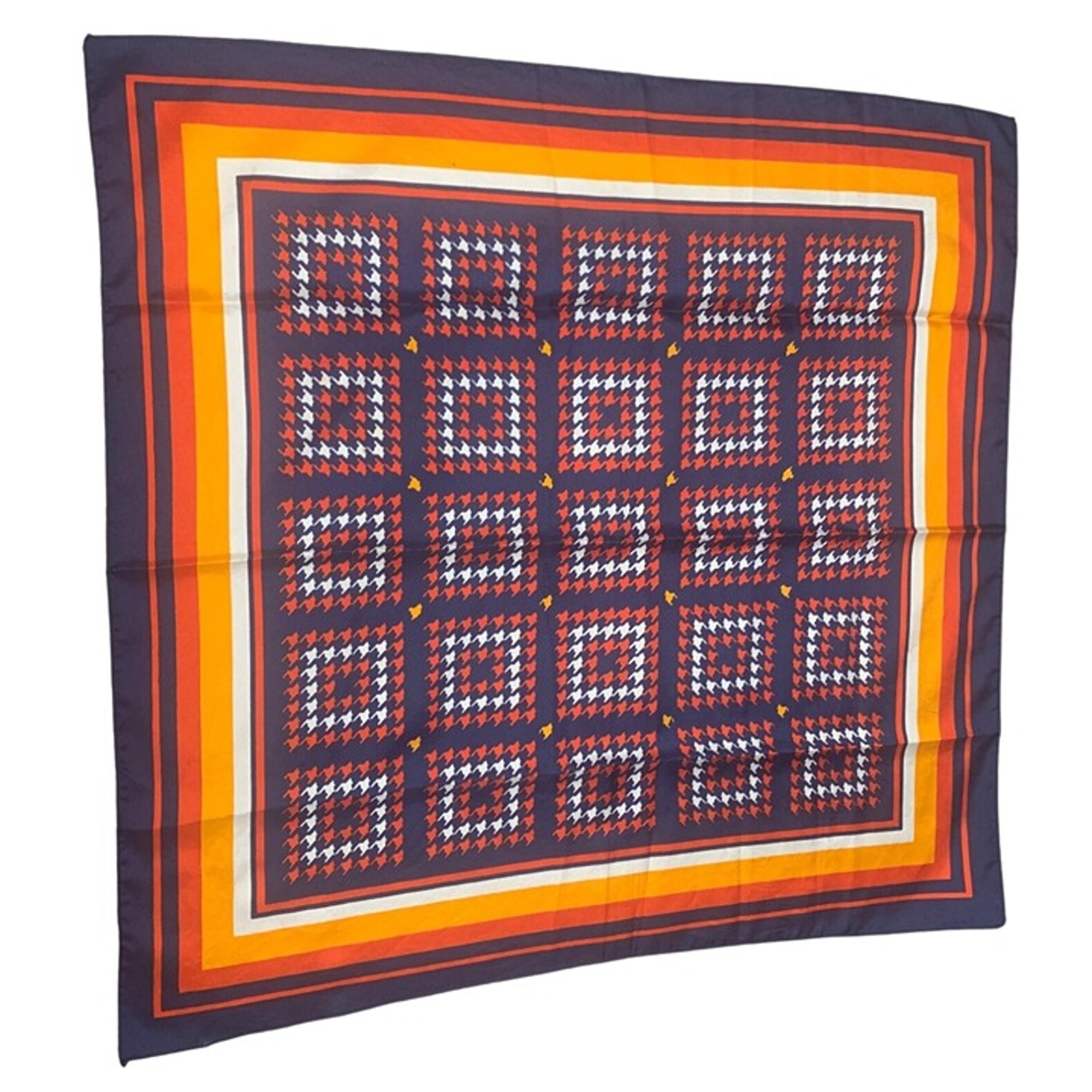 Vintage Retro Houndstooth Pattern Multicolor Scarf 27" Polyester Fabric