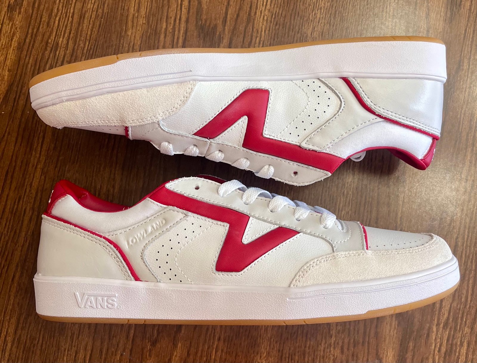 Vans Court Lowland CC JMP R Skate Skateboard Shoes Sneakers White/Red- US 13