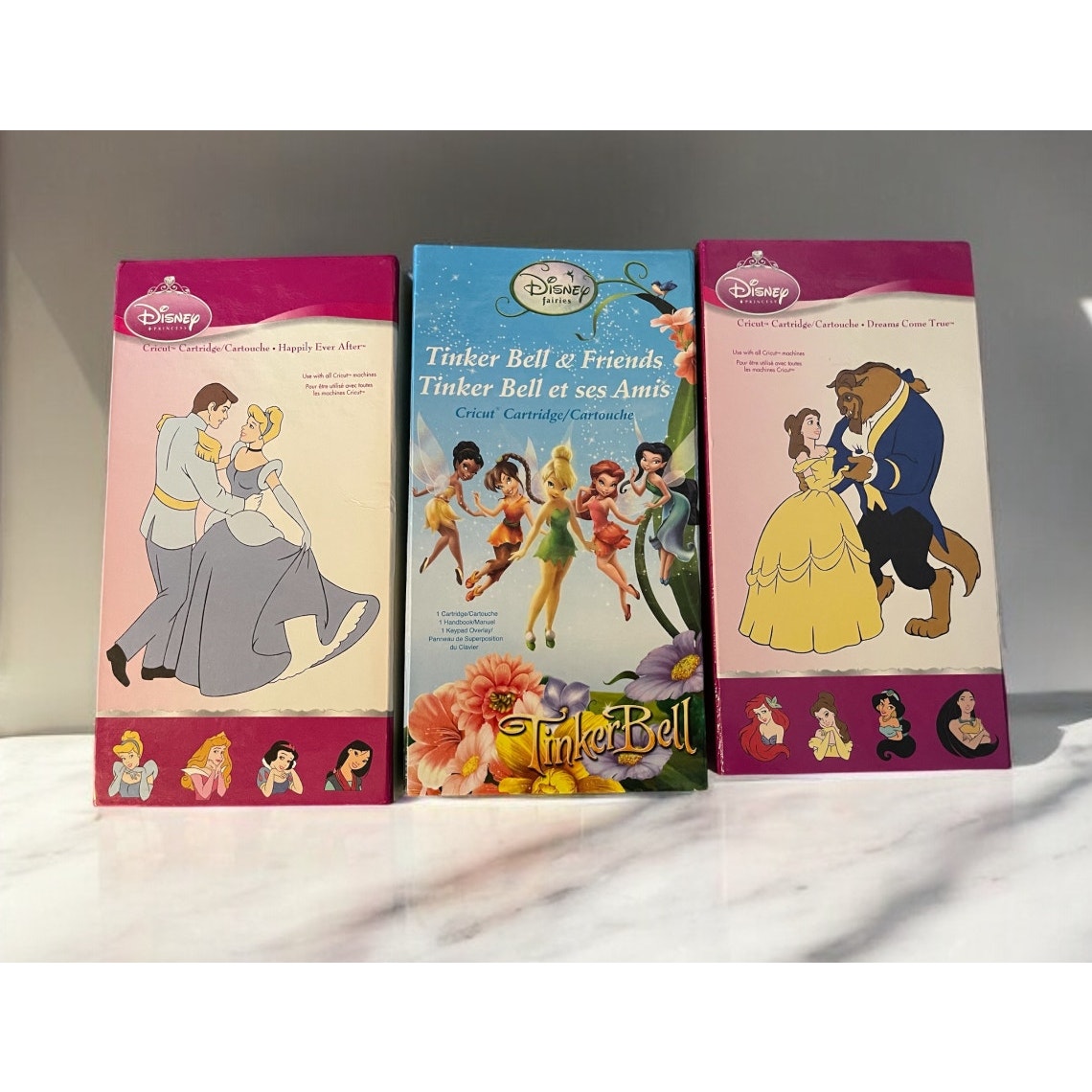 3 Disney Cricut Cartridge Sets Tinker Bell, Beauty & Beast, Cinderella