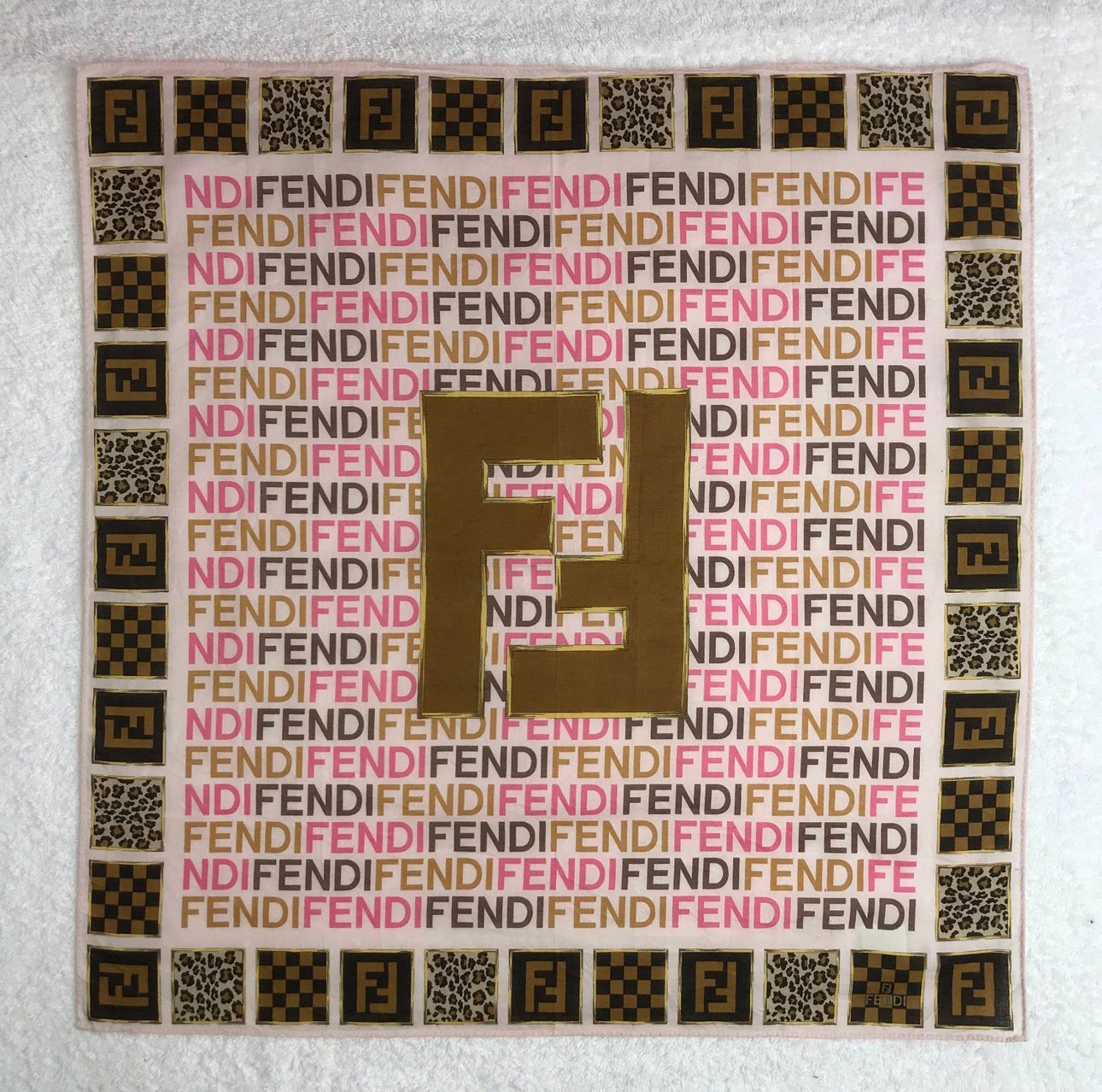 Fendi Zucca Bandana, Handkerchief, Neckerchief, Pocket Square, Hair Accessory