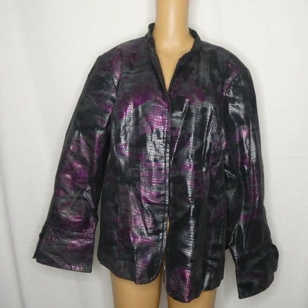 Pamela McCoy Leather Jacket Oil Slick 1X