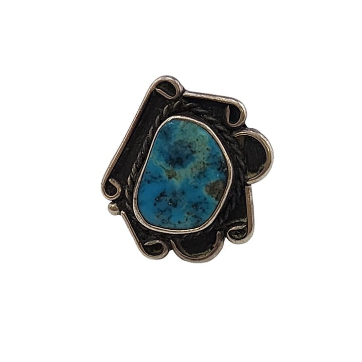 Beautiful Navajo Sterling and Turquoise Ring Size 5.5 (A5671)