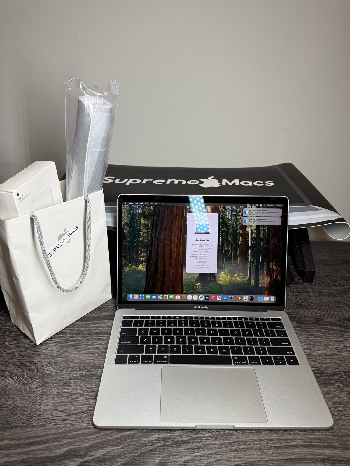 Apple MacBook Pro 13” Silver 16GB /512GB SSD NVME macOS Sequoia 2024