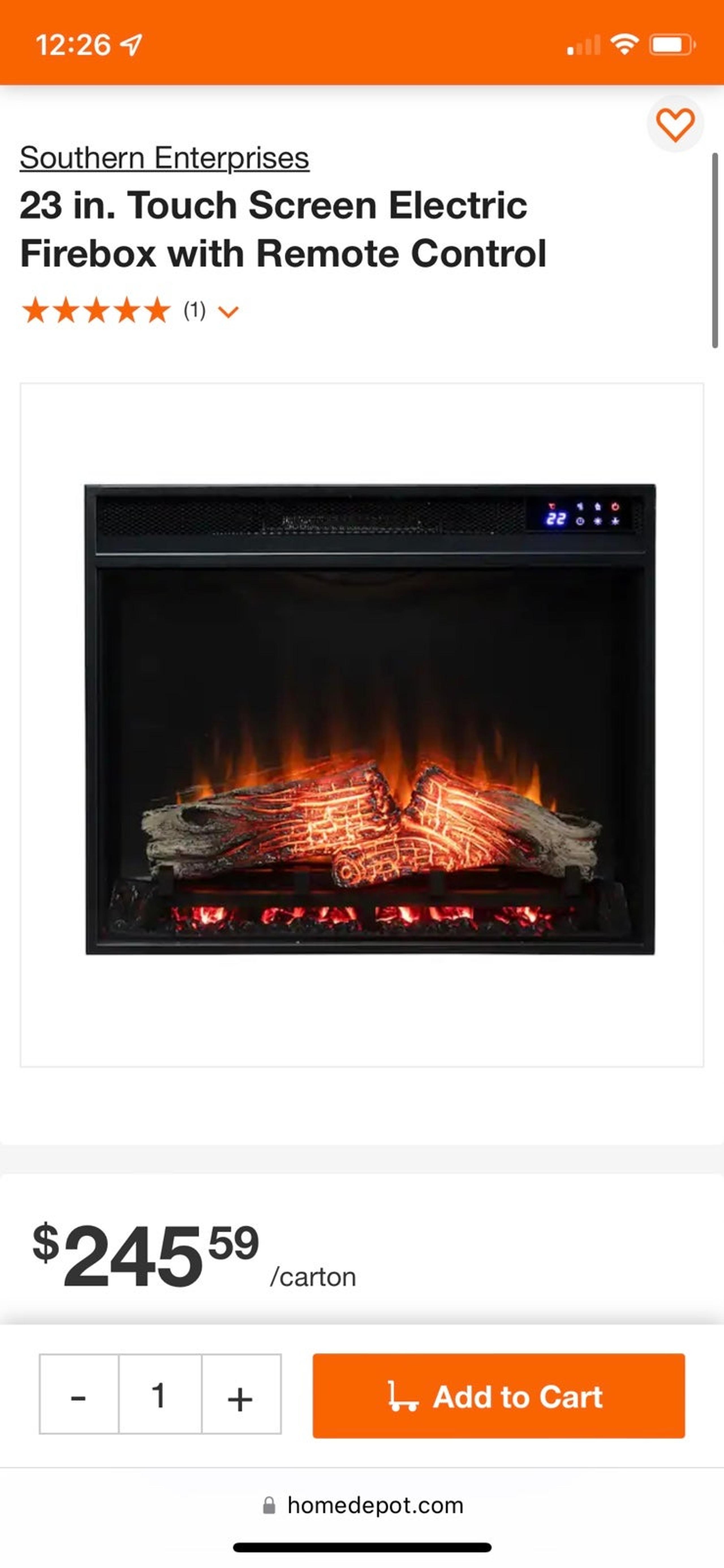 Electric fireplace 23in