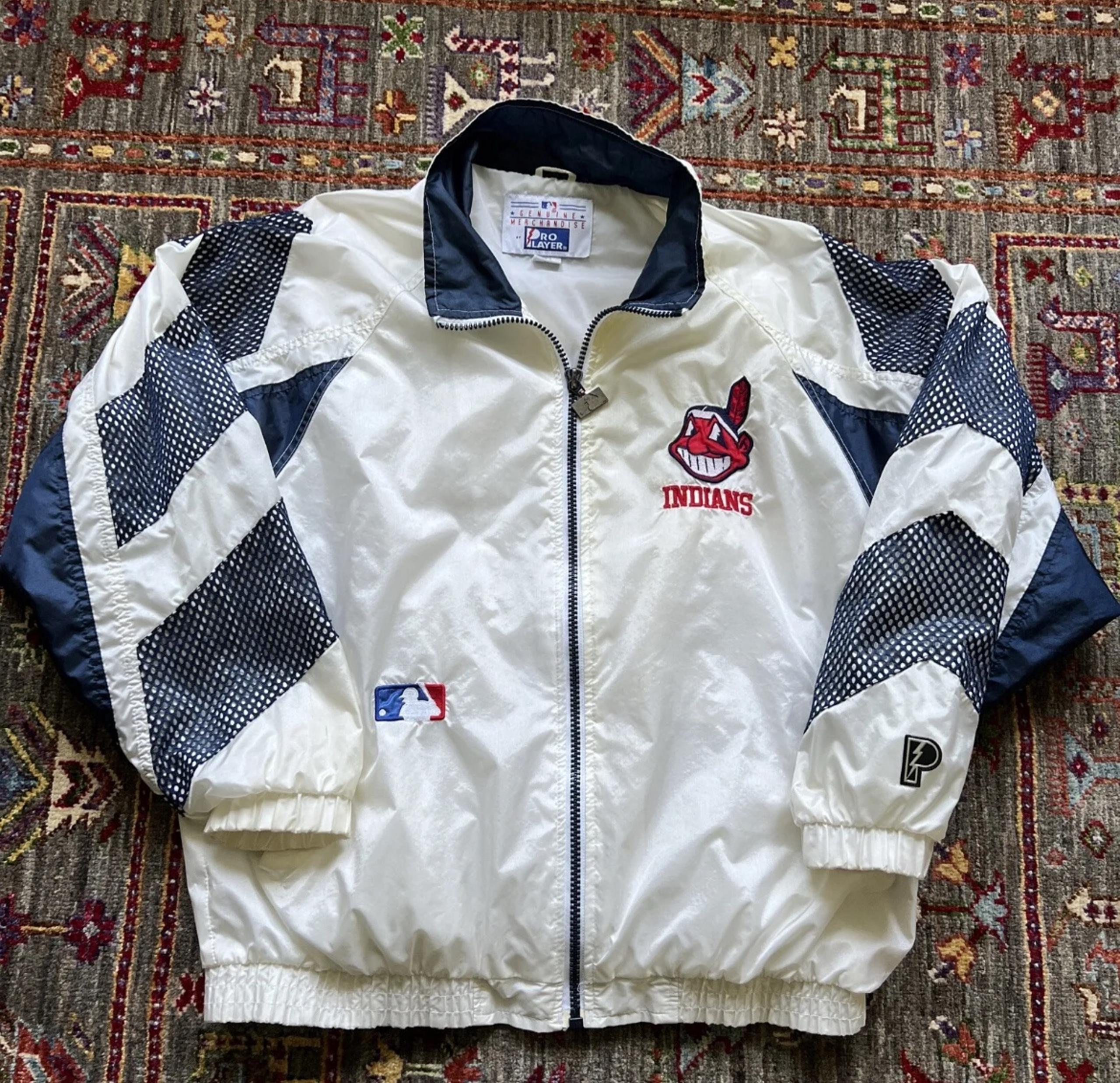 Vintage 90's Cleveland Indians  Pro-Player Chief Wahoo Windbreaker Mens Large