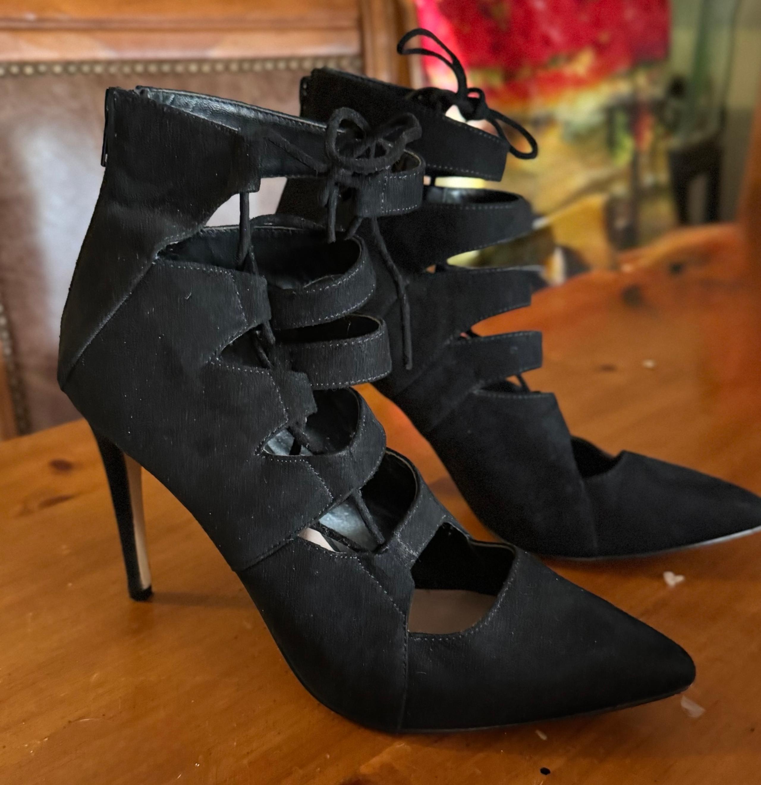 MIX NO. 6 KLEMTU PUMP WOMEN SHOES/LACE UP/BACK ZIPPER/FAUX SUEDE/BLACK