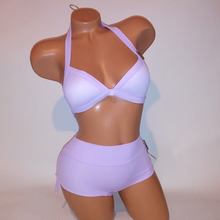 Victoria Secret PINK Swim Bikini XS Top & Bottom Light Purple Triangle Solid Pus