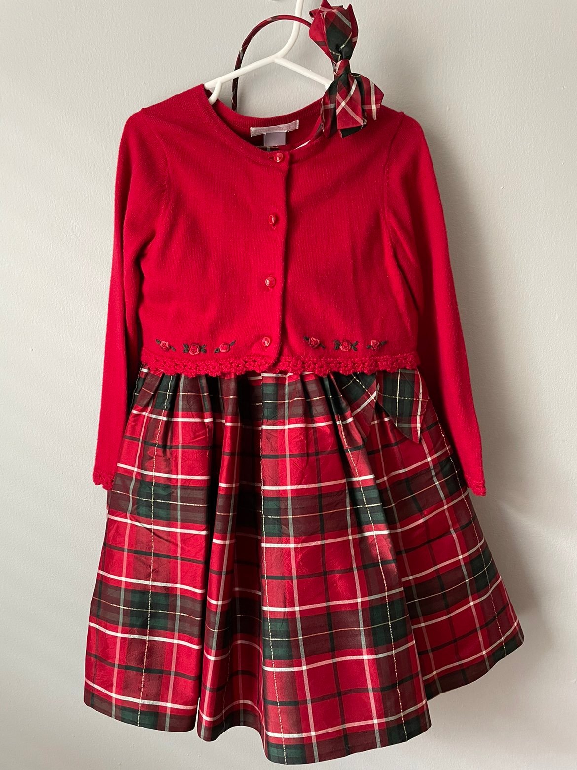 Janie and Jack Victorian Holiday Dress, Sweater and Headband size 3