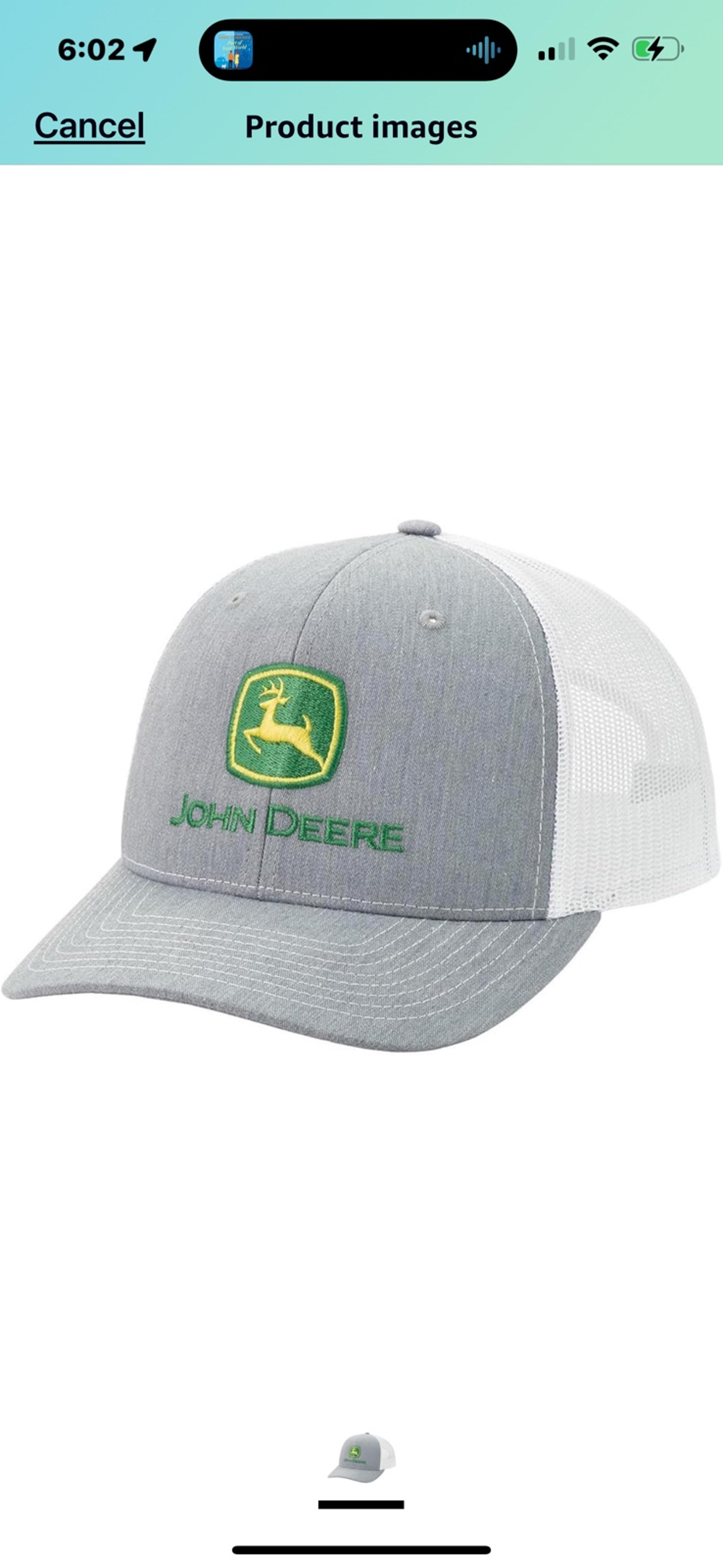 Richardson Gray White Adjustable Snapback Hat/Cap - John Deere