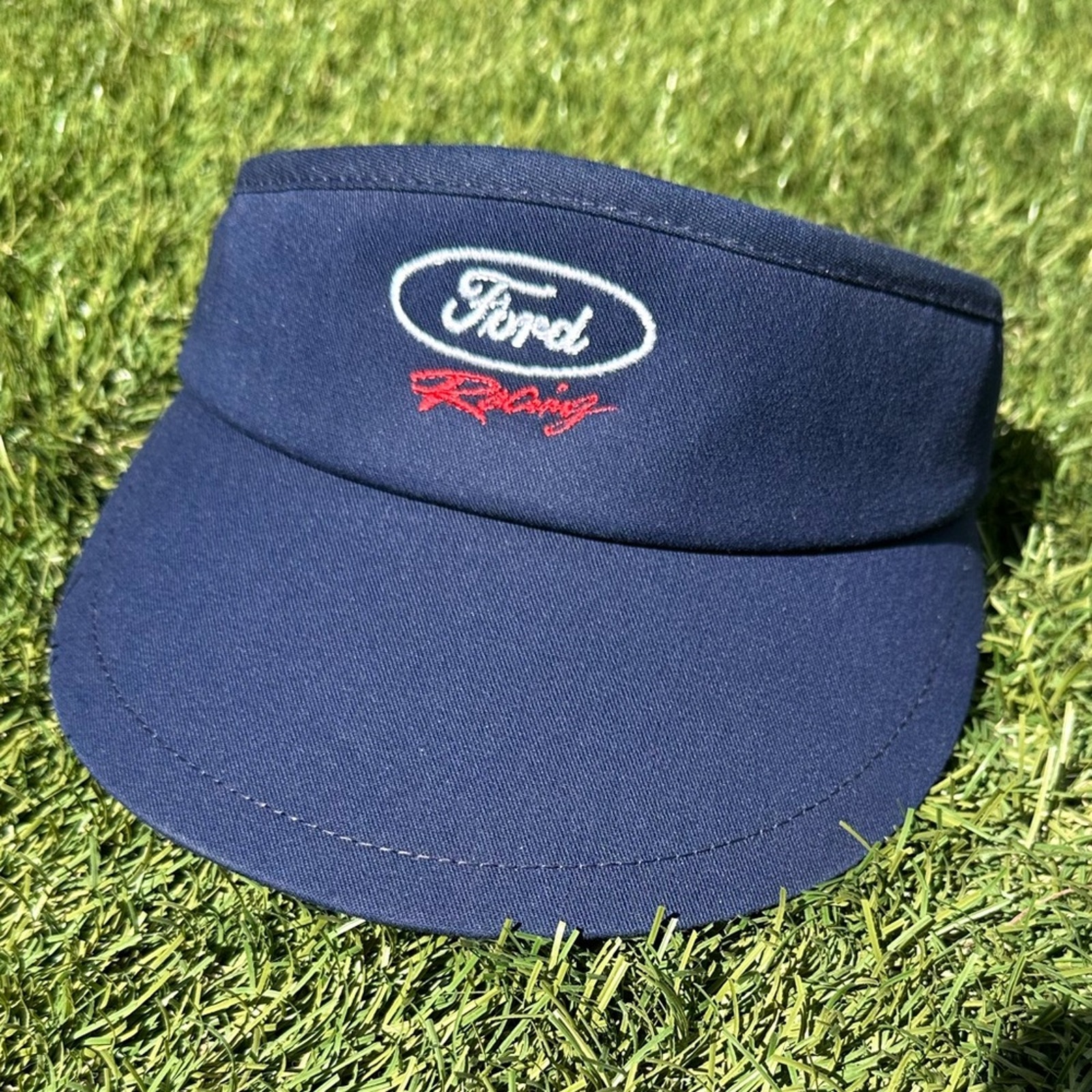 Vintage Ford Racing High Crown Vizor Made in USA Red White Blue