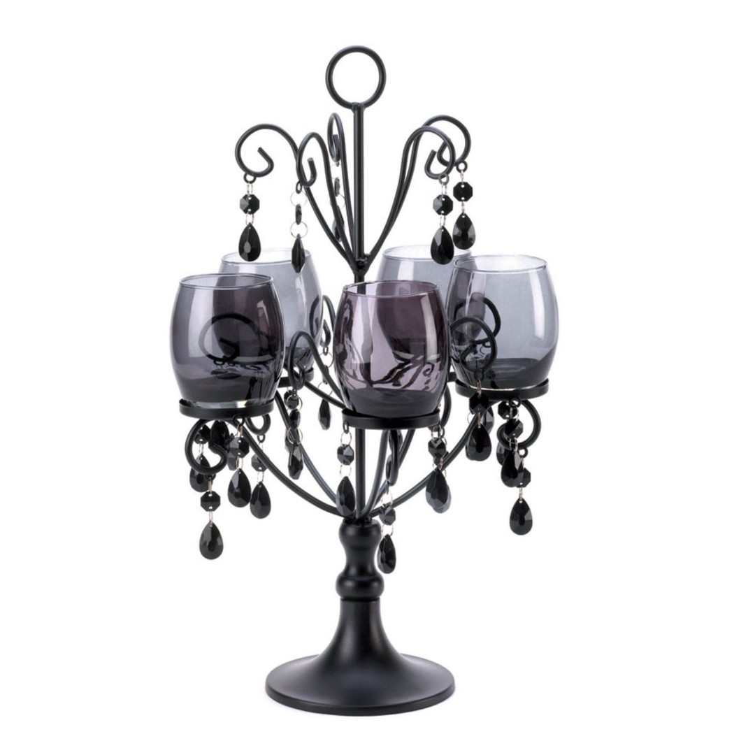 1 GOTHIC MEDIEVAL CASTLE Centerpiece CANDELABRA Gift BLACK CANDLE HOLDERS