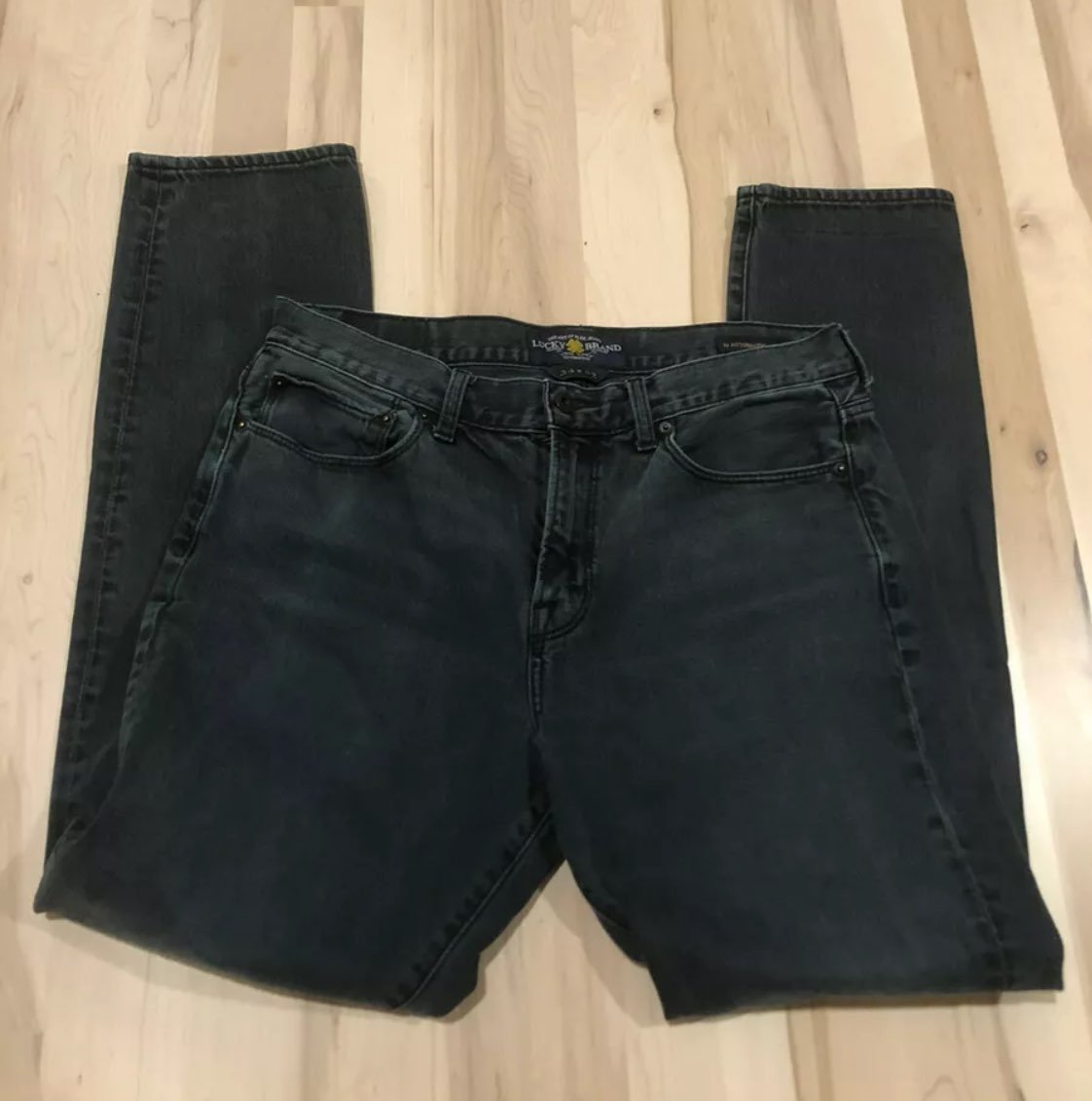 Lucky Brand 10 Authentic Skinny 34x32 Black Light Wash Mens Jeans