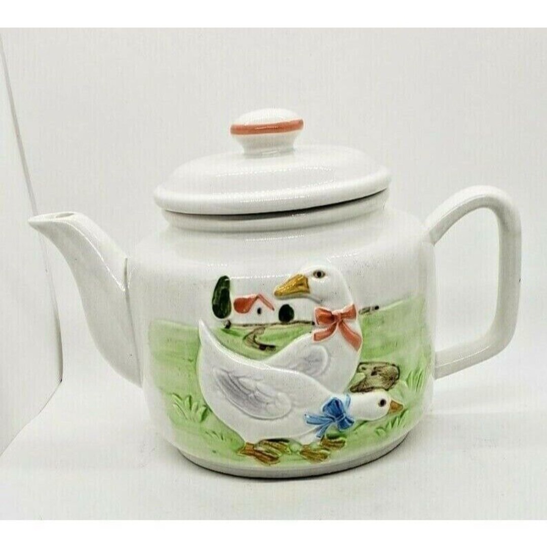 Otagiri Hand painted Vintage Ceramic Teapot and Napkin Holder