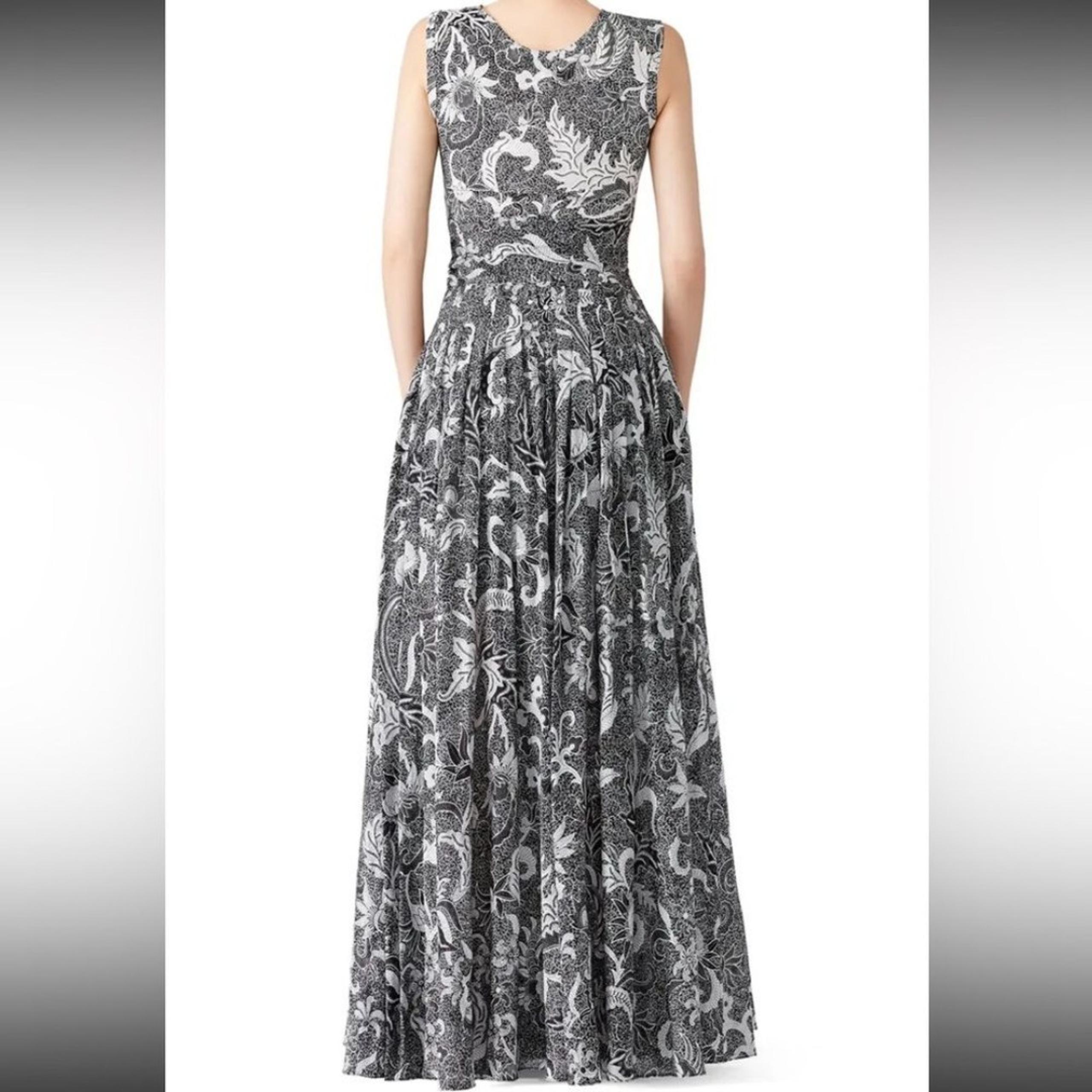 Diane Von Furstenberg Serret Black White Floral Pleat Maxi Sleeveless Dress 10