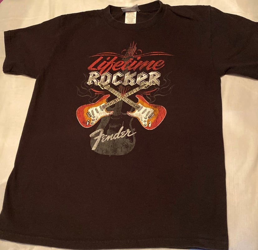 Vintage Authentic Fender Guitar Rocker Shirt | Size XL Youth