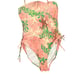 Lilly Pulitzer One-Piece Pink Swimsuit Adjustable Ruched Side Ties High Cut Leg