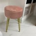 Velvet Round Footrest Stool Makeup Vanity Stool Ottoman -Golden Steel Legs