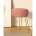 Velvet Round Footrest Stool Makeup Vanity Stool Ottoman -Golden Steel Legs
