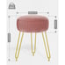 Velvet Round Footrest Stool Makeup Vanity Stool Ottoman -Golden Steel Legs