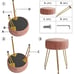 Velvet Round Footrest Stool Makeup Vanity Stool Ottoman -Golden Steel Legs