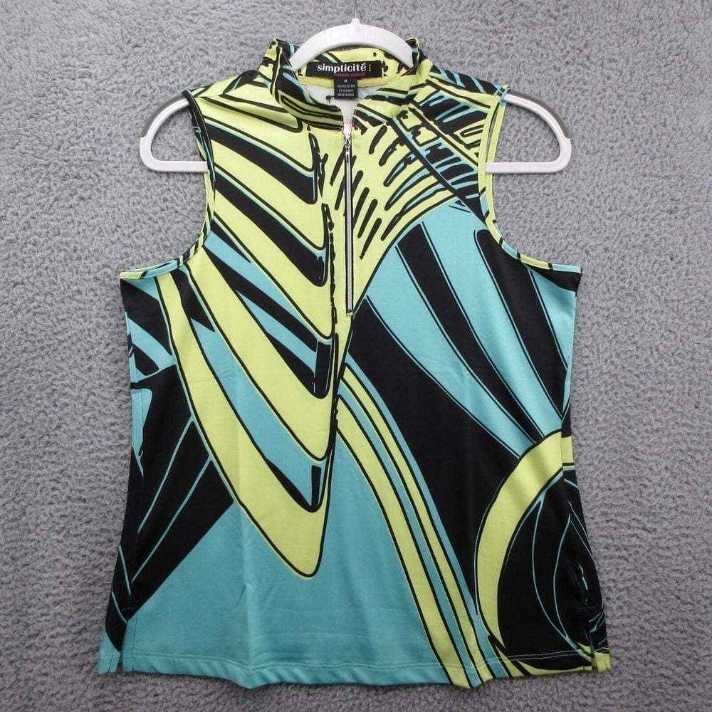 Simplicite Jamie Sadock Sleeveless Shirt 1/4 Zip Womens M Golf Cycle Pickleball