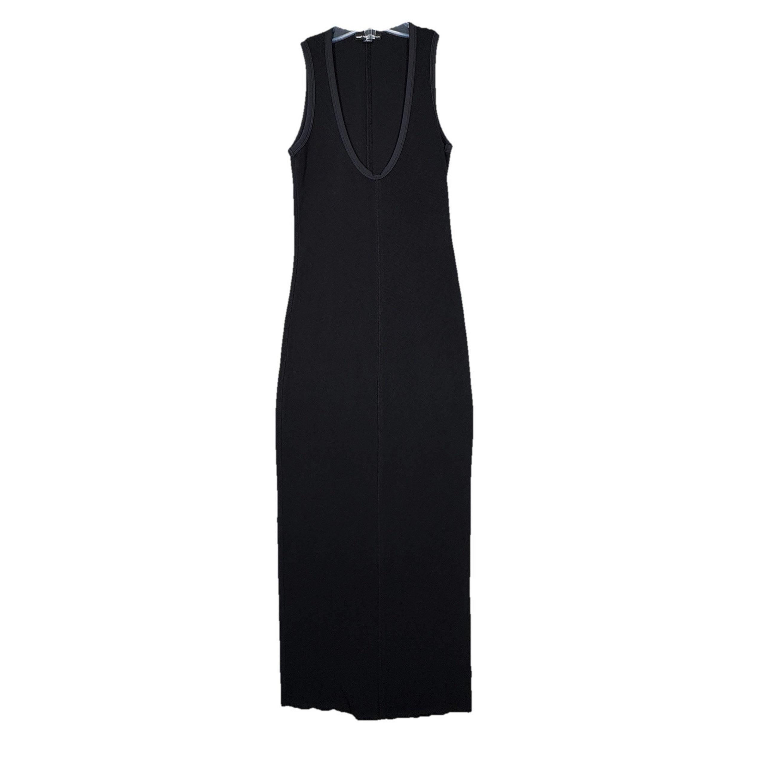 James Perse Dress Womens Small Black Midi Dress Casual Grunge Neutral Minimalist