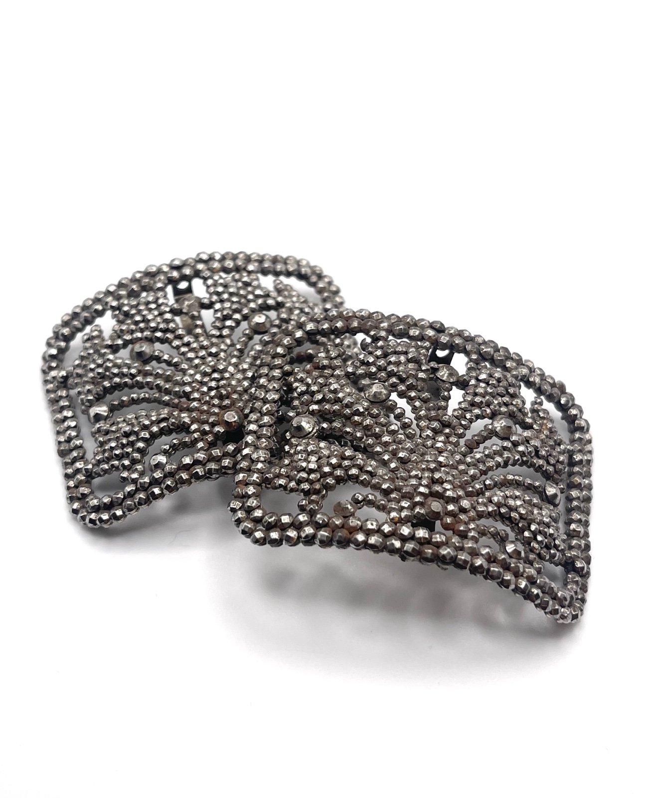 Antique Victorian Era Cut Metal and Marcasite Shoe Buckles