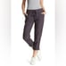 Allen Allen Women's Cropped Pants Blue White Loose Elastic Waist 100% Linen Sz M