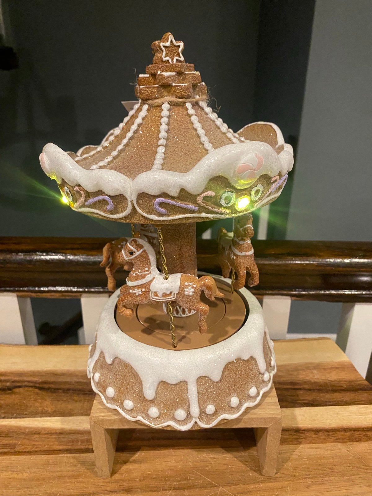 Sleigh Hill light up moving gingerbread merry-go-round (carousel