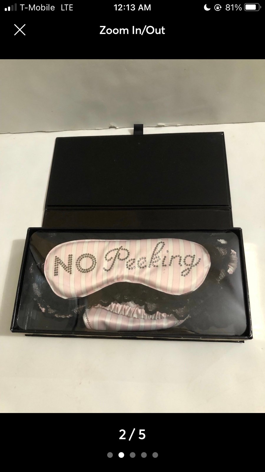 Victoria’s Secret Signature Pink Stripe Eyemask & Ruffle Panty Gift Set , Size M