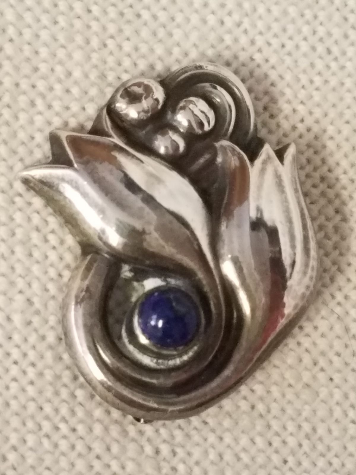 Georg Jensen Art Nouveau Tulip Lapis Pin