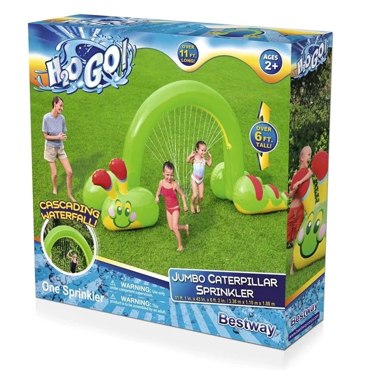 PoolBestway H2OGO! Jumbo Green Caterpillar Inflatable Outside Water Sprinkler