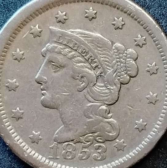 1853 Braided Hair Large Cent #3241