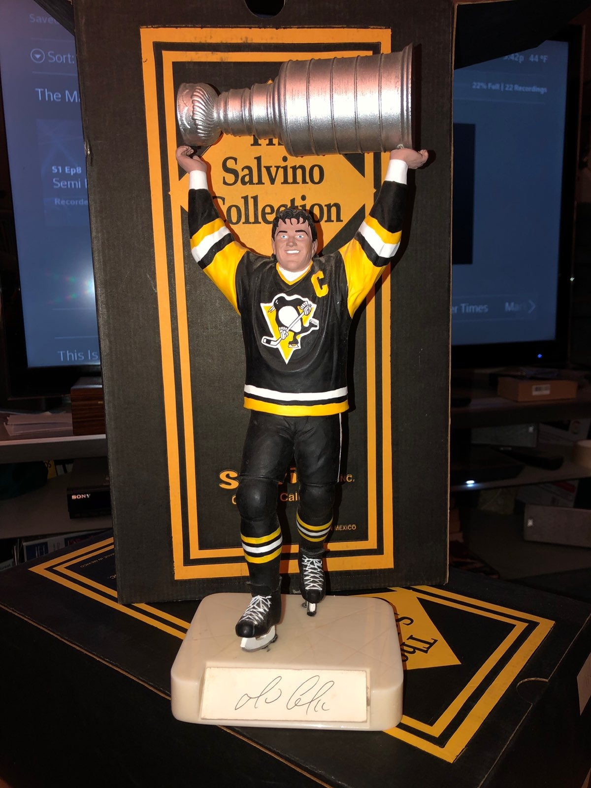 Mario Lemieux Autographed Statue W/ Cup
