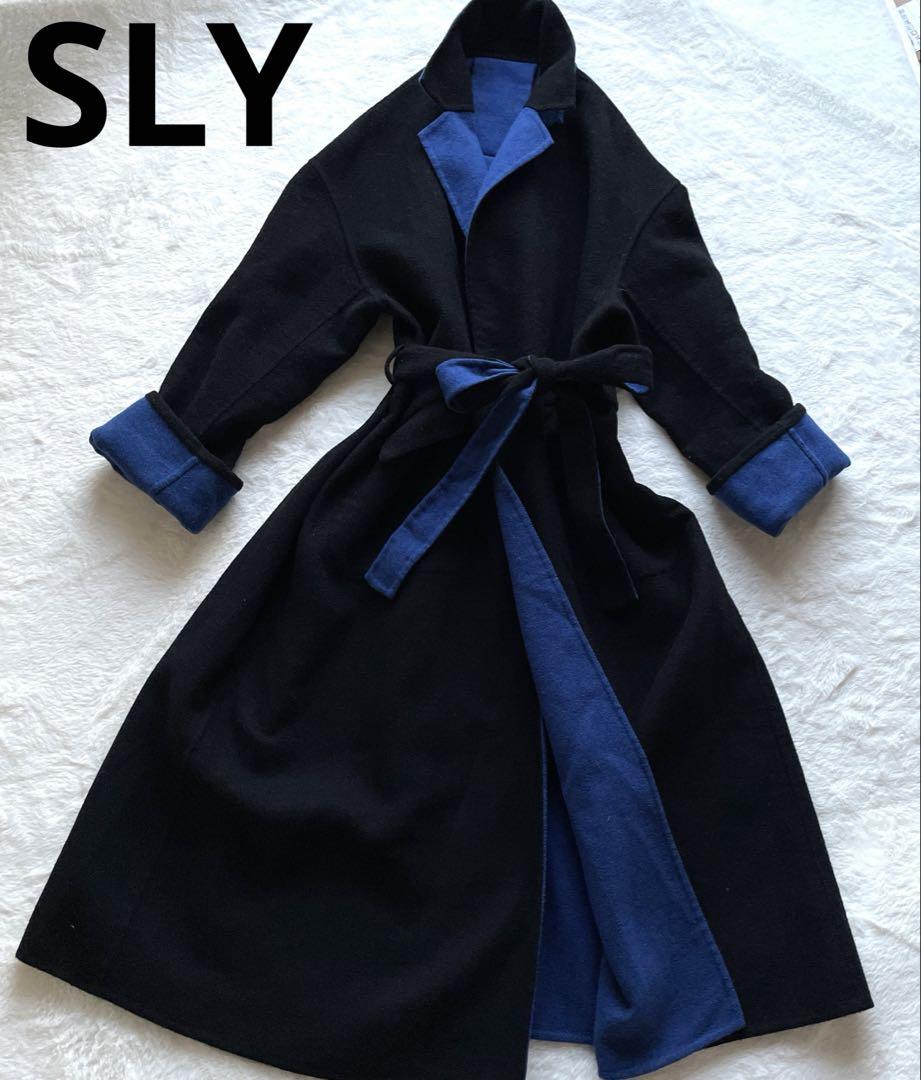 SLY SLY Long Coat Black Reversible Entrance Ceremony Oversized