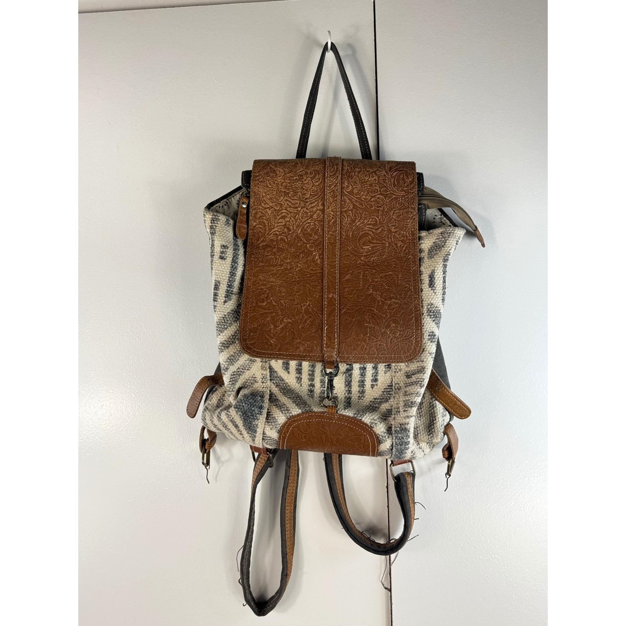 Myra Bag Backpack Convertible Shoulder Bag Leather Accent Boho Travel