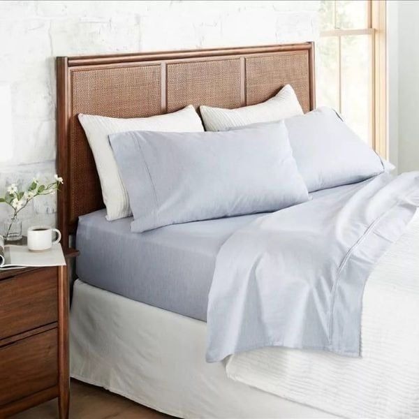 Hearth & Hand Magnolia Blue Dyed Melange KING Bed Sheet Set