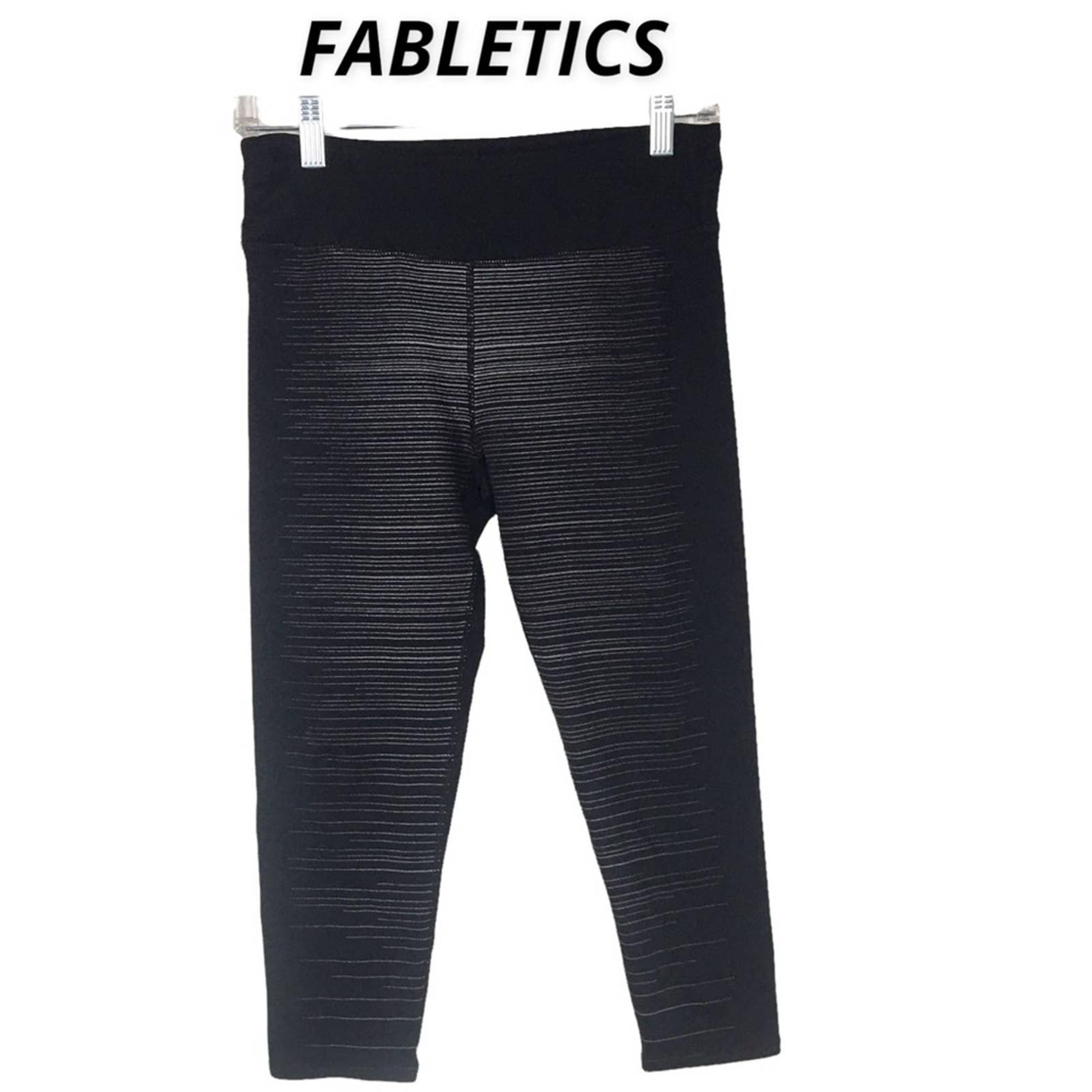 Fabletics Ingrid II Black Striped Crop Cropped Stretch Capri Tight Pants Women S