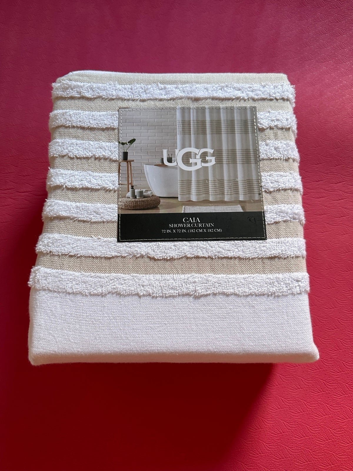 NWT 80 UGG shower curtain CAIA 72” x 72” made in India 100% Cotton Last One!