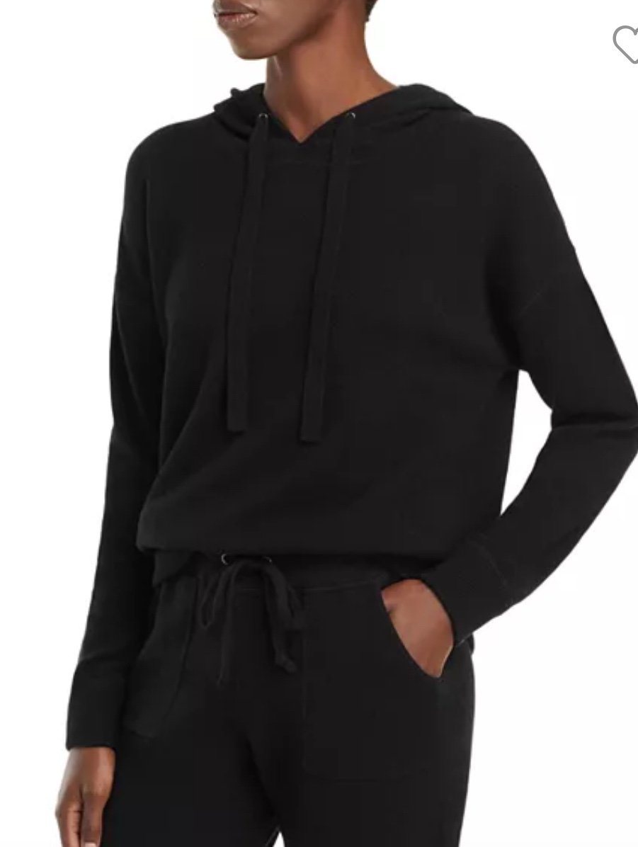 C by Bloomingdale's Cashmere Pullover Cashmere Hoodie | color: black | size L