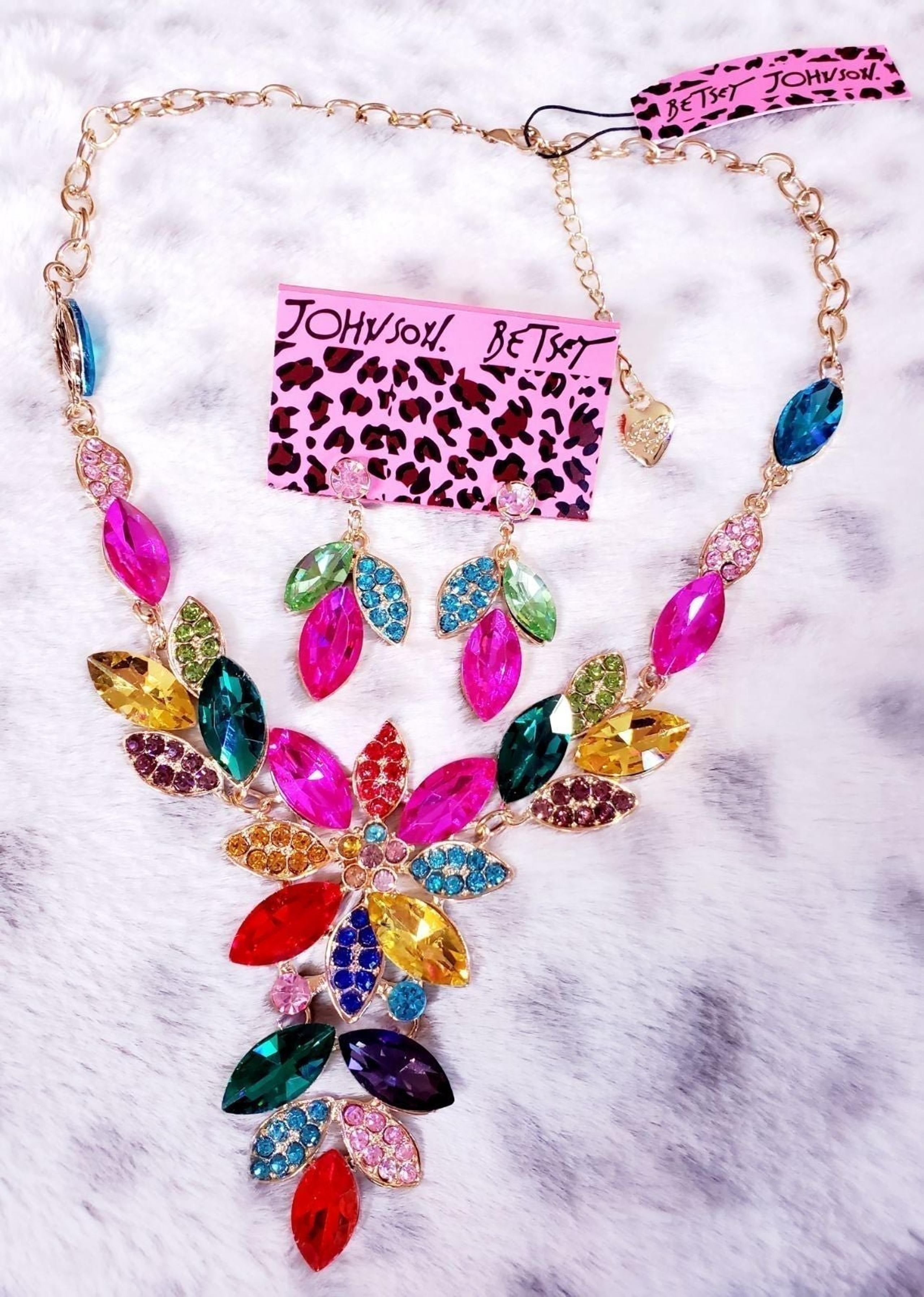 #1330 Multicolor Crystal flower jewelry set