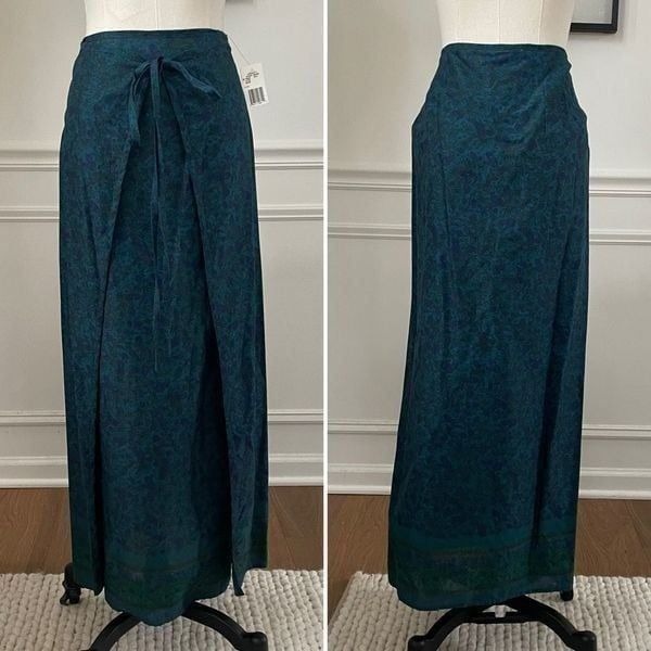 NWT Vintage Jones New York Wrap Style Skirt Teal Purple Floral 14