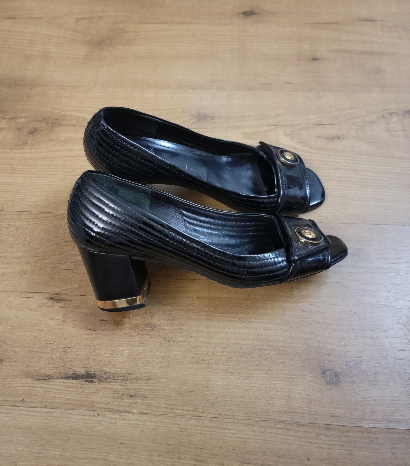 Tory Burch Peep Toe Stacked Heel