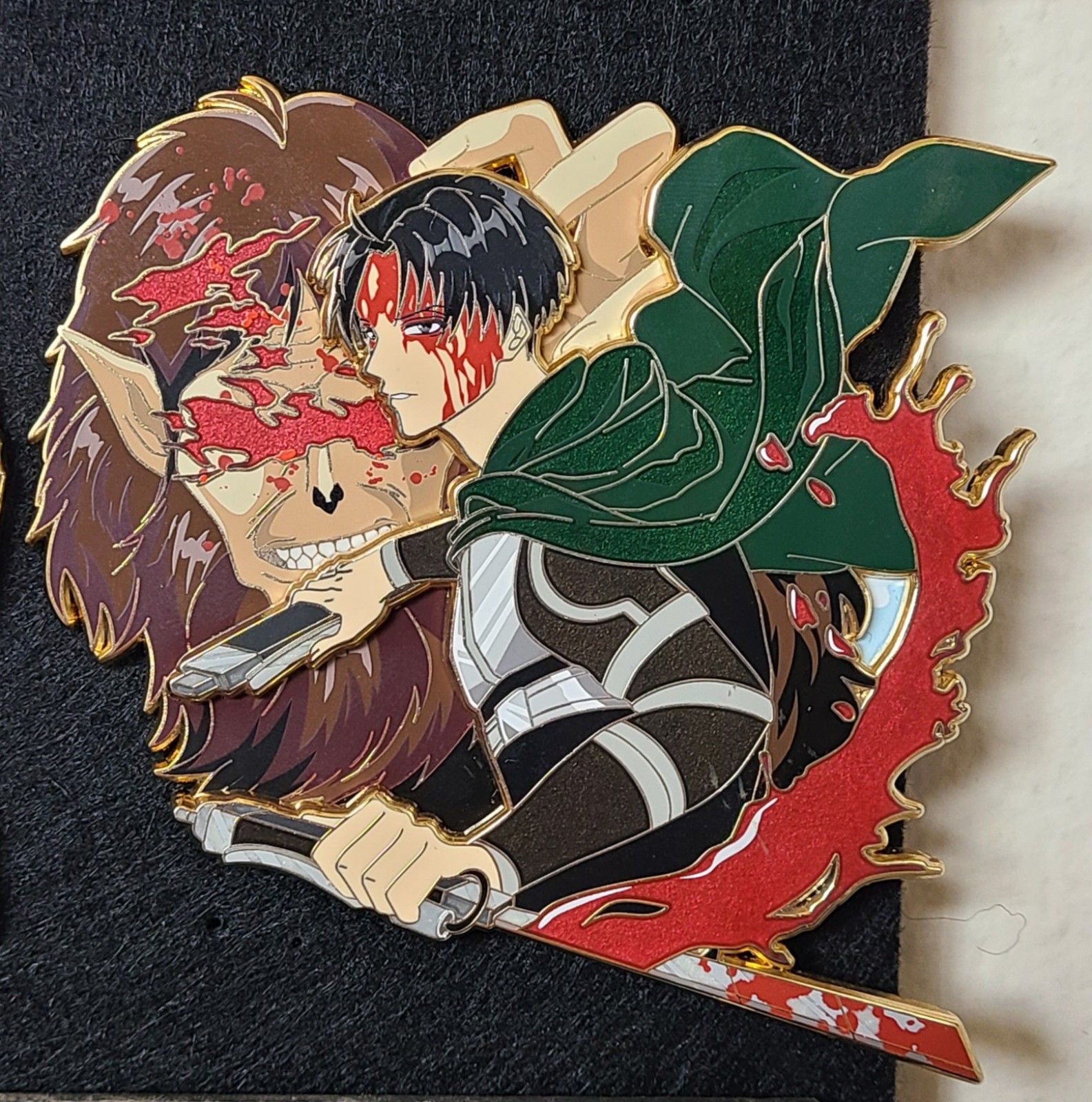 Attack on titan bloody levi ackerman aot anime enamel pin pop